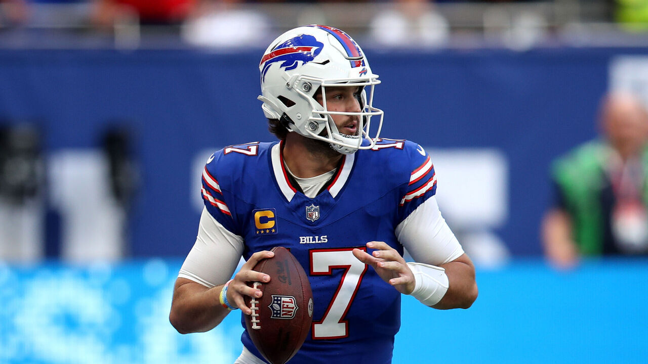 Buffalo Bills Josh Allen during the NFL international match at the Tottenham Hotspur Stadium, London. Picture date: Sunday October 8, 2023.