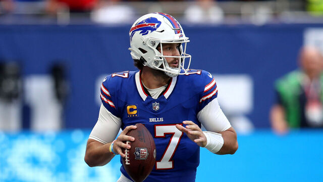 Buffalo Bills Josh Allen during the NFL international match at the Tottenham Hotspur Stadium, London. Picture date: Sunday October 8, 2023.