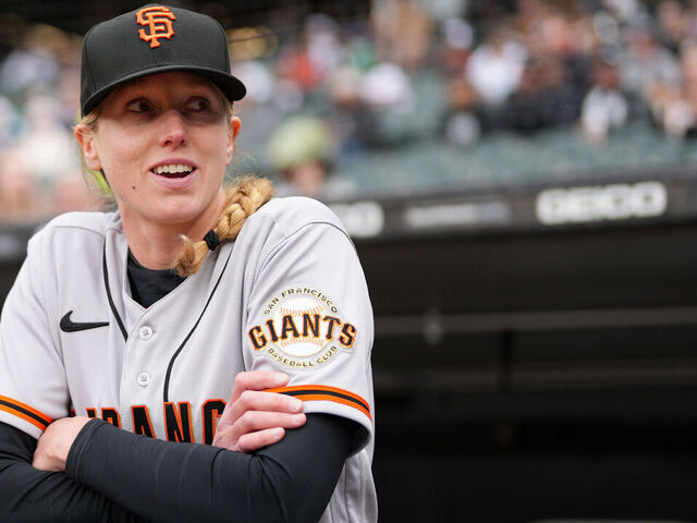 CHICAGO, IL - APRIL 03: Assistant Coach Alyssa Nakken #92 looks on prior to the game between the San Francisco Giants and the Chicago White Sox at Guaranteed Rate Field on Monday, April 3, 2023 in Chicago, Illinois.