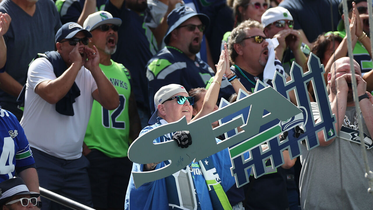 SEATTLE, WASHINGTON - SEPTEMBER 10: Fans cheer during the game between the Seattle Seahawks and the Los Angeles Rams at Lumen Field on September 10, 2023 in Seattle, Washington.