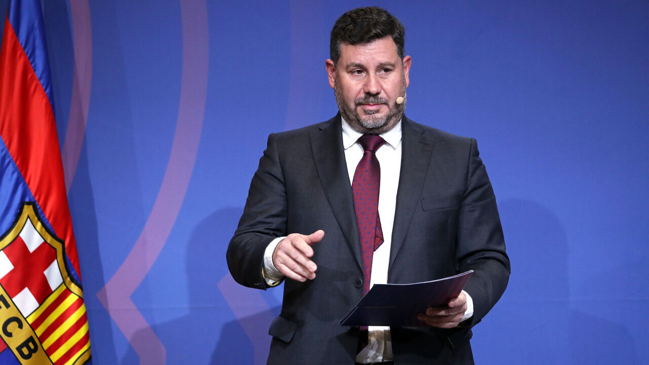 Forensic presentation of FC Barcelona vicepresident Eduard Romeu, on the management of the previous president, Josep Maria Bartomeu, which has led the club to the current serious economic situation, in Barcelona, Spain, on 01st February 2022.