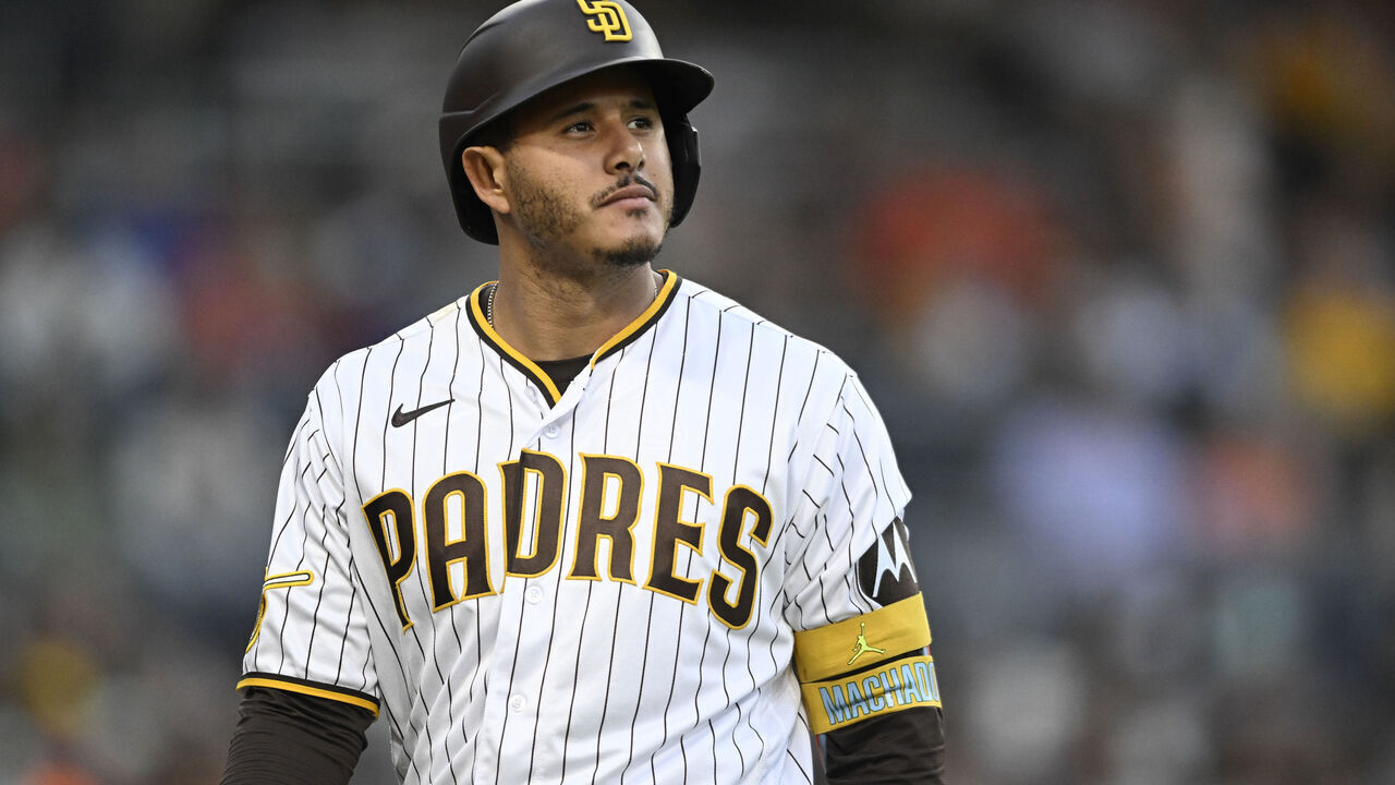 SAN DIEGO, CA - SEPTEMBER 02: Manny Machado #13 of the San Diego Padres plays during a baseball game against the San Francisco Giants on September 2, 2023 at Petco Park in San Diego, California.
