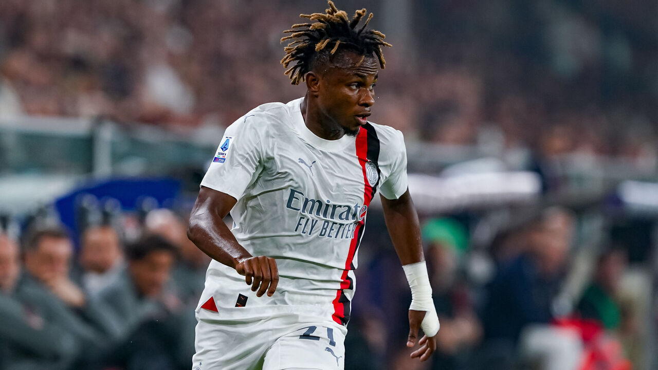 Samuel Chukwueze of AC Milan during the Serie A Tim match between Genoa CFC and AC Milan at Luigi Ferrari Stadium on October 7, 2023 in Genoa, Italy.