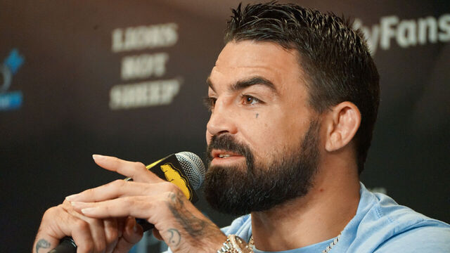 LAS VEGAS, NV - APRIL 4: Mike Perry attends the BKFC 41 official pre-fight press conference on April 4, 2023, at the Palms Casino in Las Vegas, NV.