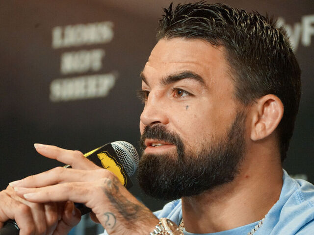 LAS VEGAS, NV - APRIL 4: Mike Perry attends the BKFC 41 official pre-fight press conference on April 4, 2023, at the Palms Casino in Las Vegas, NV.