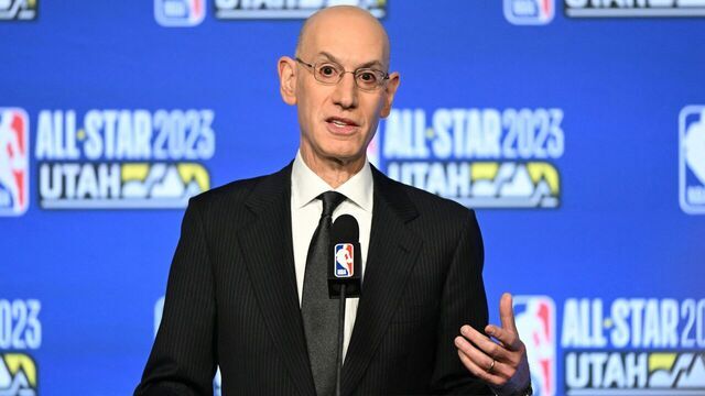 Commissioner of the NBA (National Basketball Association) Adam Silver speaks during a press conference in Salt Lake City, Utah, on February 18, 2023.