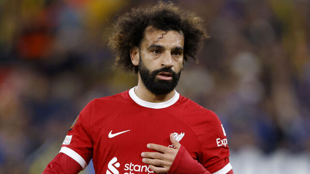 LIVERPOOL, ENGLAND - OCTOBER 5: Mohamed Salah of Liverpool on the pitch during the UEFA Europa League match between Liverpool FC and R. Union Saint-Gilloise at Anfield on October 5, 2023 in Liverpool, England.