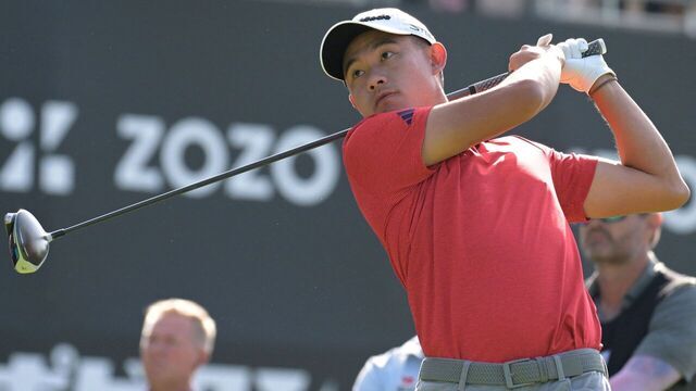 Collin Morikawa of the US tees of at the 10th hole during the first round of PGA Zozo Championships golf tournament at the Narashino Country Club in Inzai, Chiba prefecture on October 19, 2023.