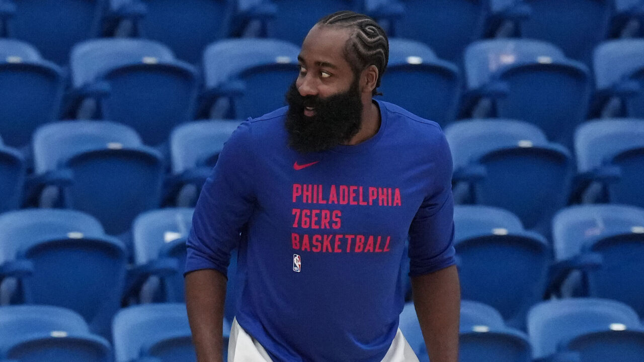 WILMINGTON, DE - OCTOBER 14: P.J. Tucker#17 and James Harden #1 of the Philadelphia 76ers during an open scrimmage on October 14, 2023 at Chase Fieldhouse in Wilmington, Delaware. NOTE TO USER: User expressly acknowledges and agrees that, by downloading and/or using this Photograph, user is consenting to the terms and conditions of the Getty Images License Agreement. Mandatory Copyright Notice: Copyright 2023 NBAE