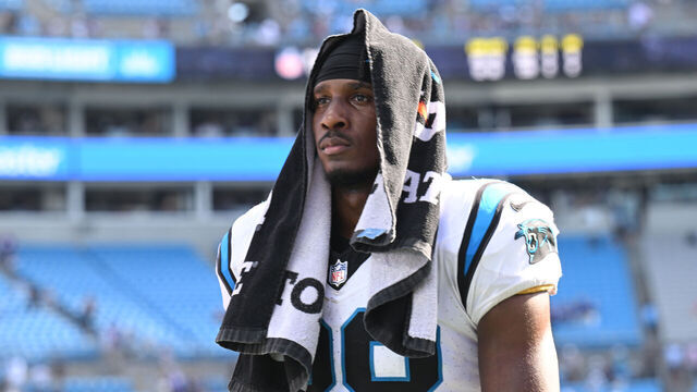 CHARLOTTE, NORTH CAROLINA - OCTOBER 01: Terrace Marshall Jr. #88 of the Carolina Panthers leaves the field after a loss against the Minnesota Vikings at Bank of America Stadium on October 01, 2023 in Charlotte, North Carolina.