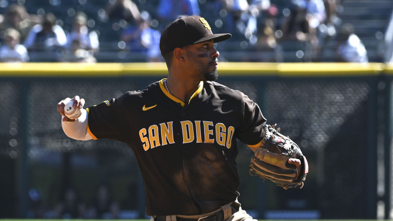 CHICAGO, ILLINOIS - OCTOBER 01: Xander Bogaerts #2 of the San Diego Padres throws to first during a game against the Chicago White Sox at Guaranteed Rate Field on October 01, 2023 in Chicago, Illinois.