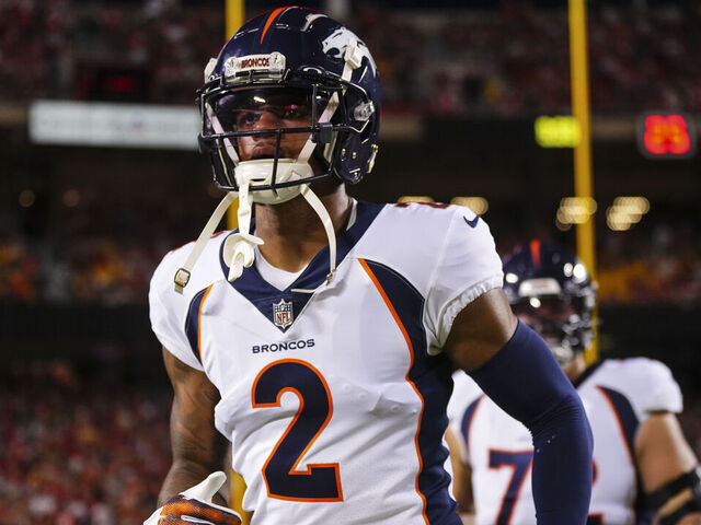 KANSAS CITY, MO - OCTOBER 12: Pat Surtain II #2 of the Denver Broncos runs out of the tunnel prior to an NFL football game against the Kansas City Chiefs at GEHA Field at Arrowhead Stadium on October 12, 2023 in Kansas City, Missouri.