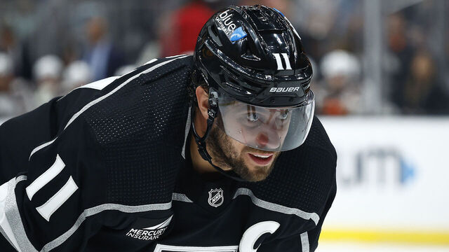 LOS ANGELES, CALIFORNIA - OCTOBER 03: Anze Kopitar #11 of the Los Angeles Kings during a preseason game at Crypto.com Arena on October 03, 2023 in Los Angeles, California.