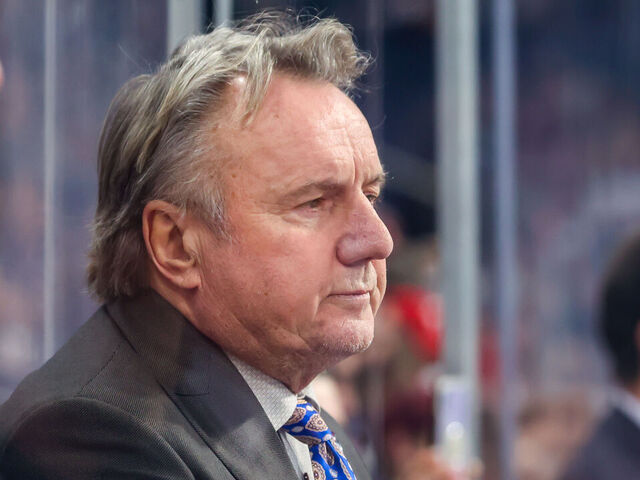 WINNIPEG, CANADA - JANUARY 28: Head coach Rick Bowness of the Winnipeg Jets looks on from the bench during third period action against the Philadelphia Flyers at Canada Life Centre on January 28, 2023 in Winnipeg, Manitoba, Canada.