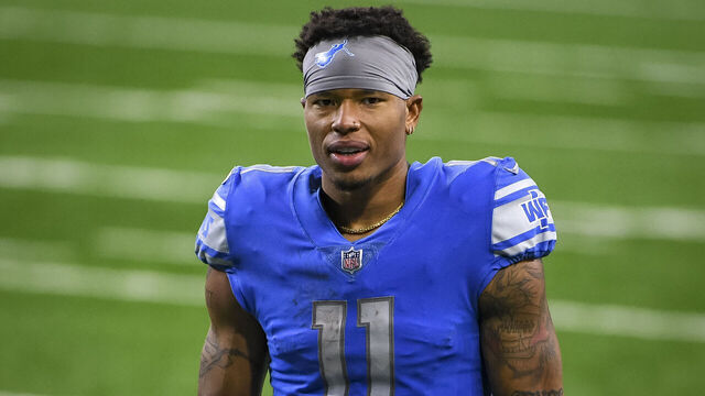 DETROIT, MICHIGAN - DECEMBER 13: Marvin Jones #11 of the Detroit Lions looks on after the game against the Green Bay Packers at Ford Field on December 13, 2020 in Detroit, Michigan.