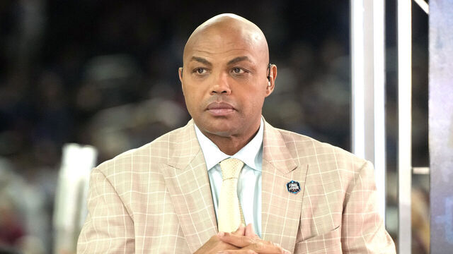HOUSTON, TEXAS - APRIL 03: College basketball analyst Charles Barkley on air before the NCAA Men's Basketball Tournament Final Four championship game between the Connecticut Huskies and the San Diego State Aztecs at NRG Stadium on April 03, 2023 in Houston, Texas.