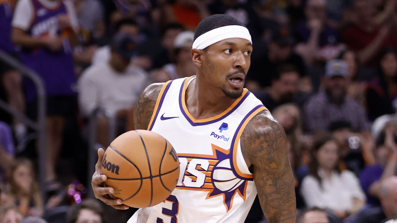 PHOENIX, ARIZONA - OCTOBER 16: Bradley Beal #3 of the Phoenix Suns dribbles the ball during the game against the Portland Trail Blazers at Footprint Center on October 16, 2023 in Phoenix, Arizona. The Suns defeated the Trail Blazers 117-106.