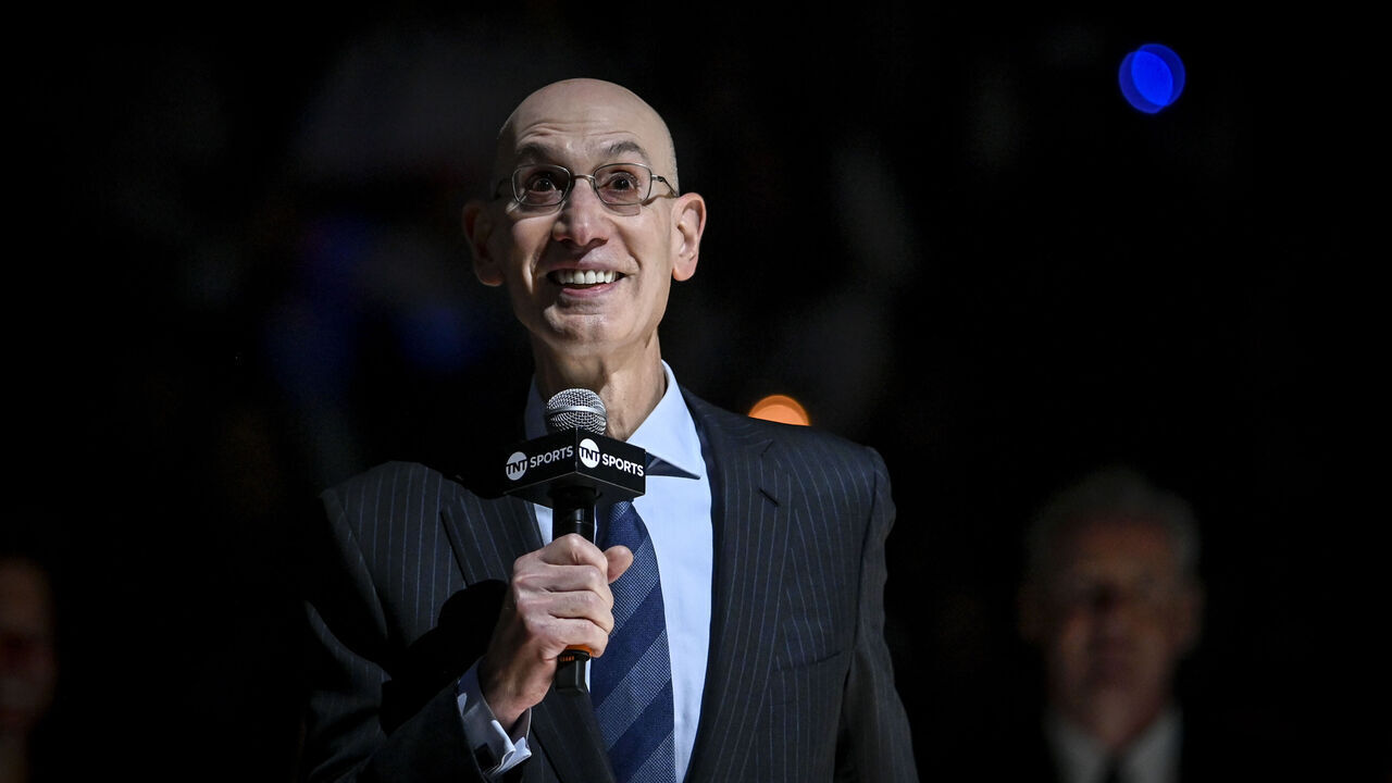 DENVER, CO - OCTOBER 24: NBA commissioner Adam Silver in introduced during the Denver Nuggets ring ceremony before the first quarter against the Los Angeles Lakers at Ball Arena in Denver on Tuesday, October 24, 2023.