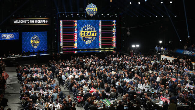 NASHVILLE, TENNESSEE - JUNE 29: A general view of the draft floor is seen during the 2023 Upper Deck NHL Draft - Rounds 2-7 at Bridgestone Arena on June 29, 2023 in Nashville, Tennessee.