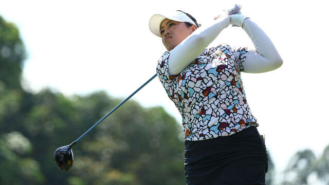 KUALA LUMPUR, MALAYSIA - OCTOBER 26: Jasmine Suwannapura of Thailand tees off on the 3rd hole during the first round of the Maybank Championship at Kuala Lumpur Golf and Country Club on October 26, 2023 in Kuala Lumpur, Malaysia.