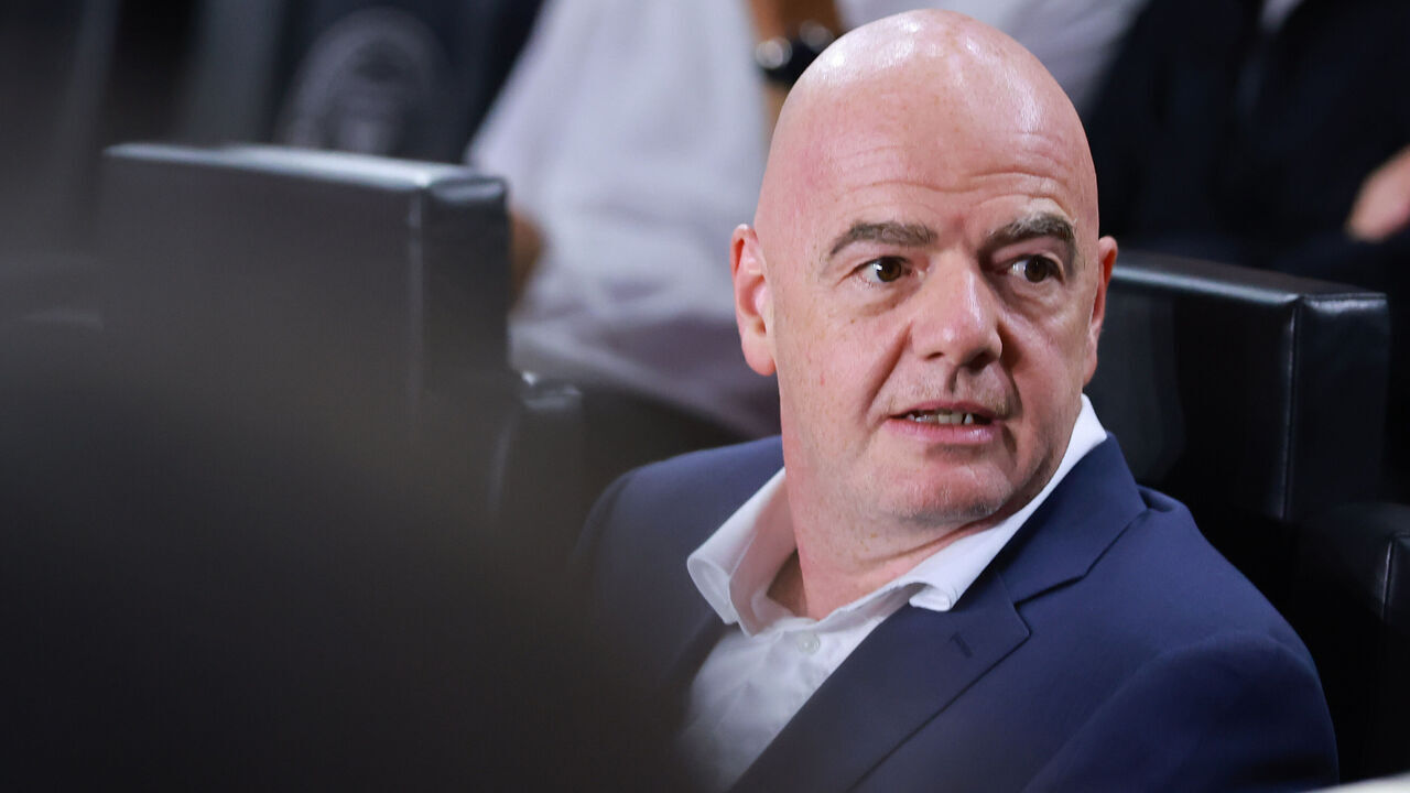 FORT LAUDERDALE, FLORIDA - SEPTEMBER 27: FIFA President Gianni Infantino watches the match between Inter Miami and the Houston Dynamo during the 2023 U.S. Open Cup Final at DRV PNK Stadium on September 27, 2023 in Fort Lauderdale, Florida.