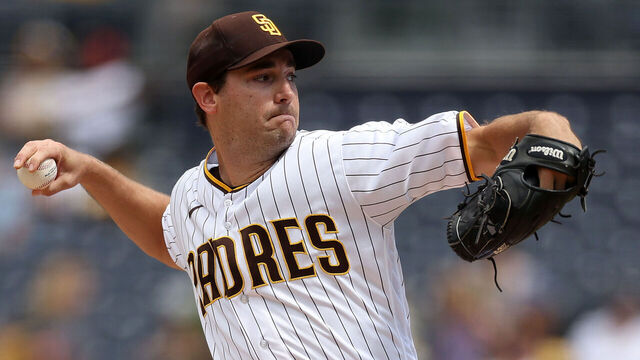 SAN DIEGO, CALIFORNIA - SEPTEMBER 20: Seth Lugo #67 of the San Diego Padres pitches during the first inning of a game against the Colorado Rockies at PETCO Park on September 20, 2023 in San Diego, California.