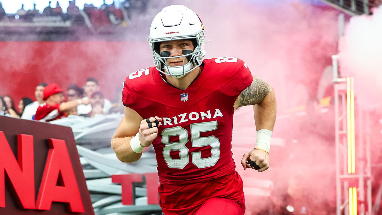 GLENDALE, ARIZONA - SEPTEMBER 24: Trey McBride #85 of the Arizona Cardinals takes the field before a game against the Dallas Cowboys at State Farm Stadium on September 24, 2023 in Glendale, Arizona.