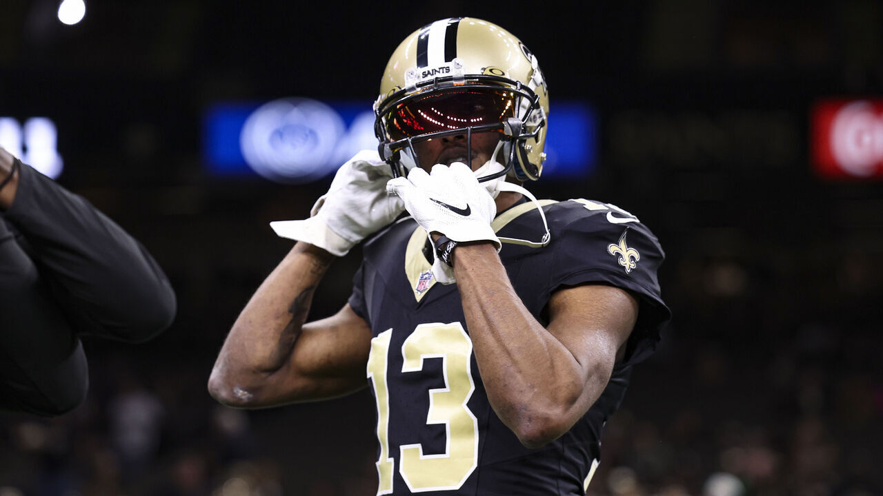 NEW ORLEANS, LA - OCTOBER 19: Michael Thomas #13 of the New Orleans Saints warms up prior to an NFL football game against the Jacksonville Jaguars at Caesars Superdome on October 19, 2023 in New Orleans, Louisiana.