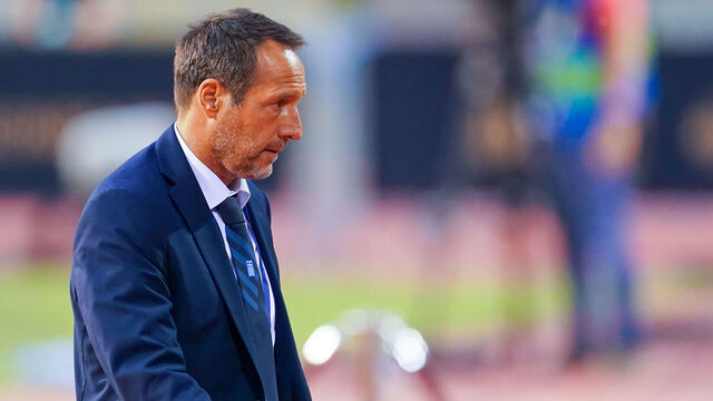 BRUSSEL, BELGIUM - JUNE 3: coach John van t Schip of Greece during the International Friendly match between Belgium and Greece at King Baudouin Stadium on June 3, 2021 in Brussel, Belgium