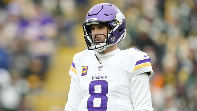 GREEN BAY, WISCONSIN - OCTOBER 29: Kirk Cousins #8 of the Minnesota Vikings looks on in the first half against the Green Bay Packers at Lambeau Field on October 29, 2023 in Green Bay, Wisconsin.