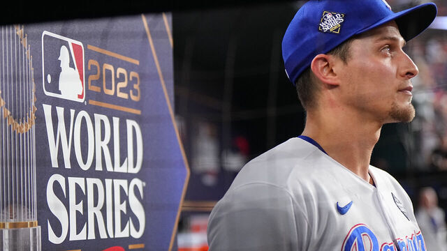 Baseball: World Series: A photo of the 2023 World Series logo displayed in the dugout during the Texas Rangers vs Arizona Diamondbacks game at Globe Life Field. Game 1. Arlington, TX 10/27/2022 CREDIT: Erick W. Rasco (Set Number: X164446 TK1)
