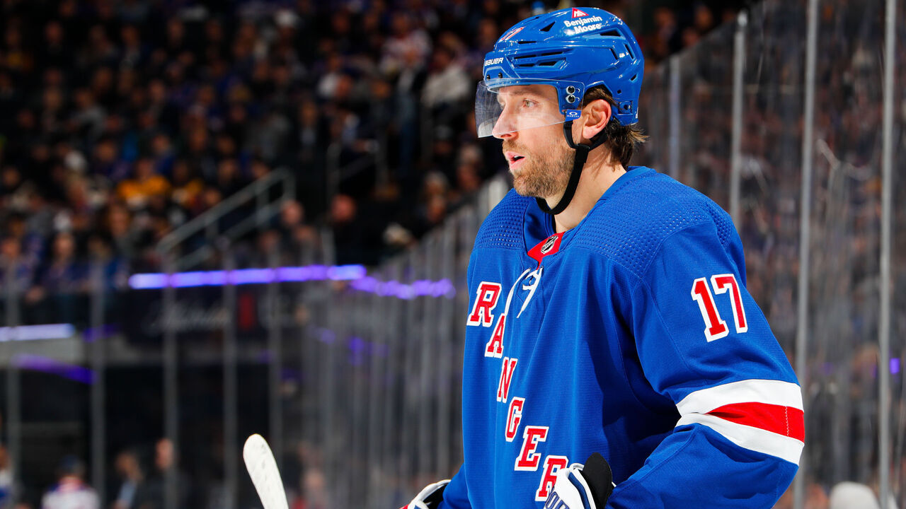 NEW YORK, NEW YORK - OCTOBER 19: Blake Wheeler #17 of the New York Rangers skates against the Nashville Predators at Madison Square Garden on October 19, 2023 in New York City.