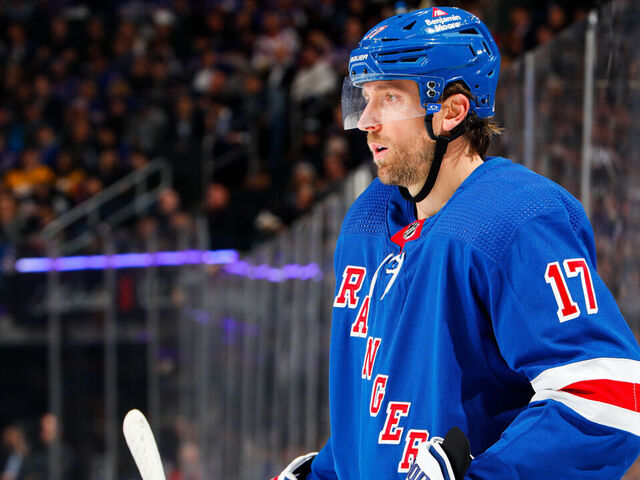 NEW YORK, NEW YORK - OCTOBER 19: Blake Wheeler #17 of the New York Rangers skates against the Nashville Predators at Madison Square Garden on October 19, 2023 in New York City.