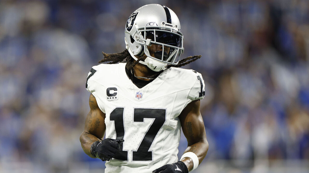 DETROIT, MICHIGAN - OCTOBER 30: Davante Adams #17 of the Las Vegas Raiders looks on in the second quarter against the Detroit Lions at Ford Field on October 30, 2023 in Detroit, Michigan.