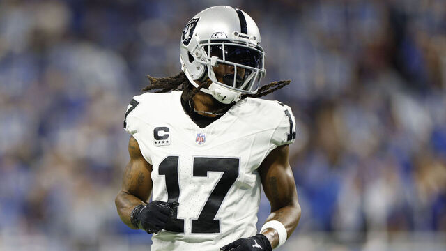 DETROIT, MICHIGAN - OCTOBER 30: Davante Adams #17 of the Las Vegas Raiders looks on in the second quarter against the Detroit Lions at Ford Field on October 30, 2023 in Detroit, Michigan.
