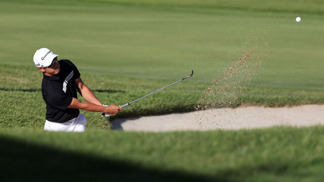 INZAI, JAPAN - OCTOBER 20: Keita Nakajima of Japan hits out from a bunker on the 18th hole during the second round of ZOZO Championship at Accordia Golf Narashino Country Club on October 20, 2023 in Inzai, Chiba, Japan.