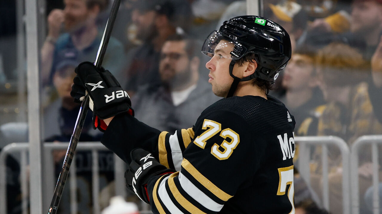 BOSTON, MASSACHUSETTS - OCTOBER 26: Charlie McAvoy #73 of the Boston Bruins skates during the second period against the Anaheim Ducks at the TD Garden on October 26, 2023 in Boston, Massachusetts. The Ducks won 4-3 in overtime.