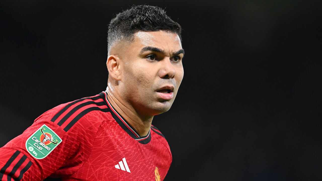 MANCHESTER, ENGLAND - NOVEMBER 01: Casemiro of Manchester United looks on during the Carabao Cup Fourth Round match between Manchester United and Newcastle United at Old Trafford on November 01, 2023 in Manchester, England.