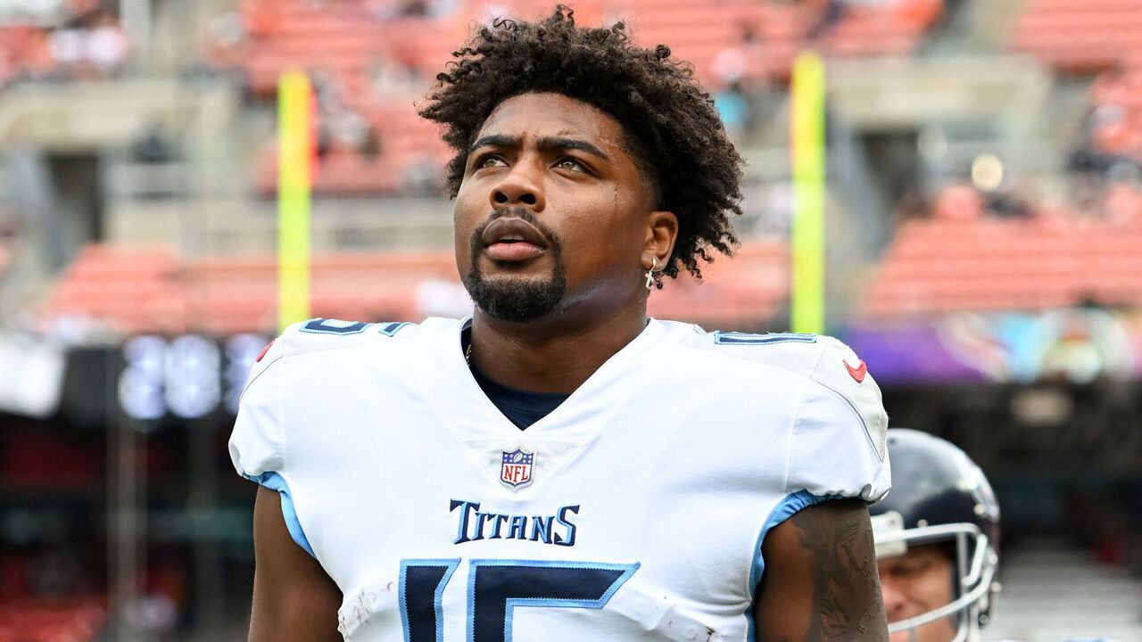 CLEVELAND, OHIO - SEPTEMBER 24: Treylon Burks #16 of the Tennessee Titans walks off the field prior to a game against the Cleveland Browns at Cleveland Browns Stadium on September 24, 2023 in Cleveland, Ohio.