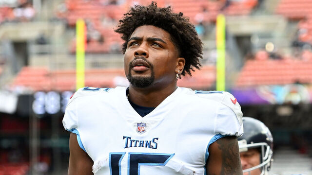 CLEVELAND, OHIO - SEPTEMBER 24: Treylon Burks #16 of the Tennessee Titans walks off the field prior to a game against the Cleveland Browns at Cleveland Browns Stadium on September 24, 2023 in Cleveland, Ohio.