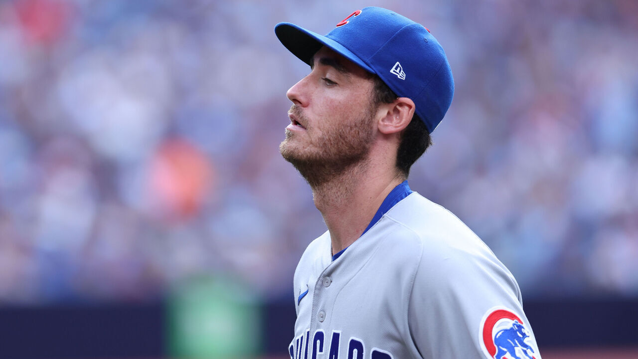 TORONTO, ON - AUGUST 12: Chicago Cubs center fielder Cody Bellinger (24) walks off the field at the change of inning during the MLB regular season game between the Chicago Cubs and the Toronto Blue Jays on August 12, 2023 at Rogers Center in Toronto, ON.