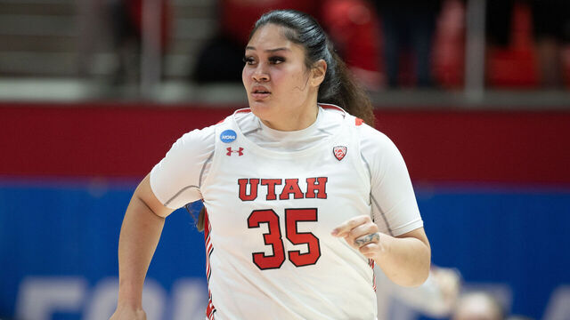 SALT LAKE CITY, UT- MARCH 19: Alissa Pili #35 of the Utah Utes runs up the court against the Princeton Tigers during the second half of the second round of the NCAA Womens Basketball Tournament at the Jon M Huntsman Center March 19, 2023 in Salt Lake City, Utah.