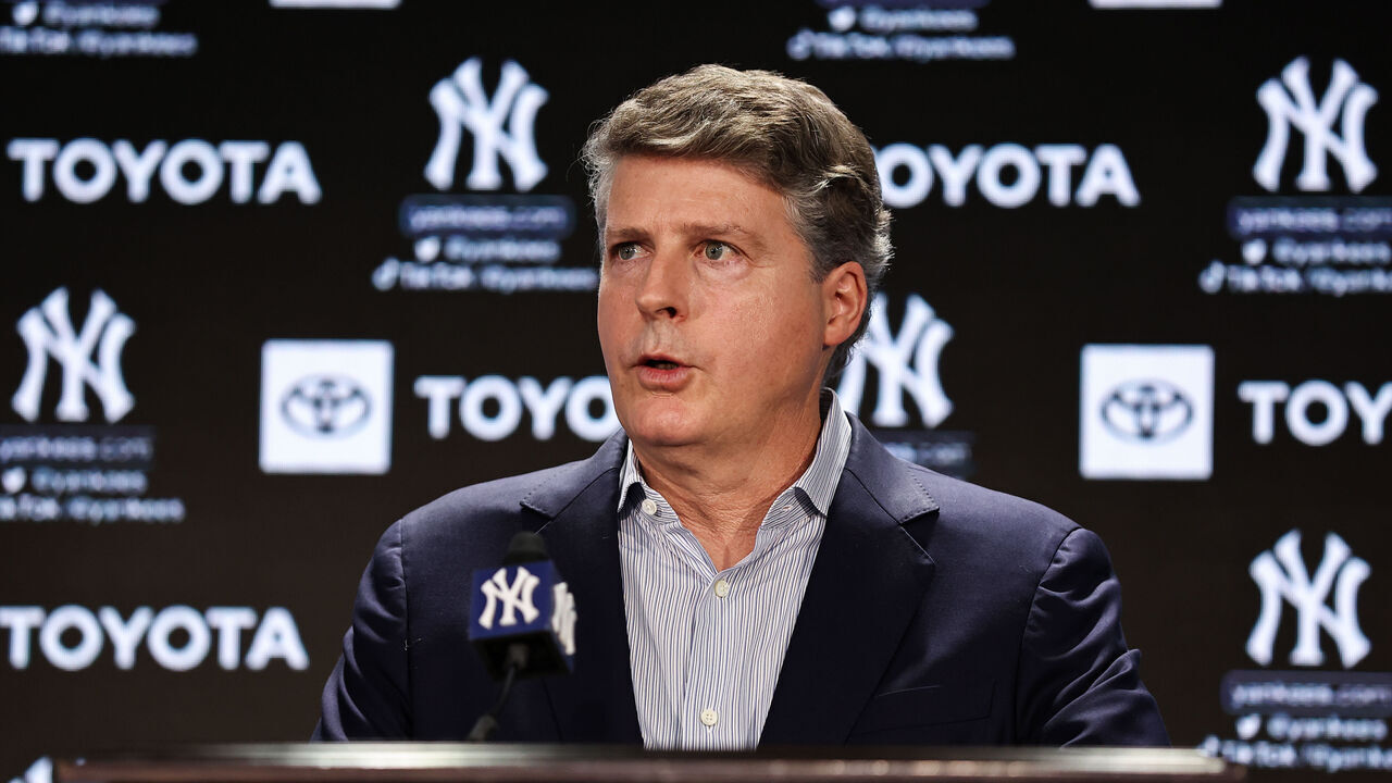 BRONX, NEW YORK - DECEMBER 21: Yankees principal owner Hal Steinbrenner speaks during a press conference at Yankee Stadium on December 21, 2022 in Bronx, New York.