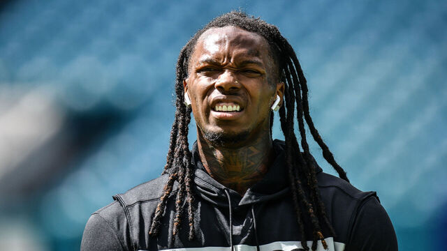 MIAMI, FL - SEPTEMBER 23: Martavis Bryant #12 of the Oakland Raiders warms up before the game against the Miami Dolphins at Hard Rock Stadium on September 23, 2018 in Miami, Florida.