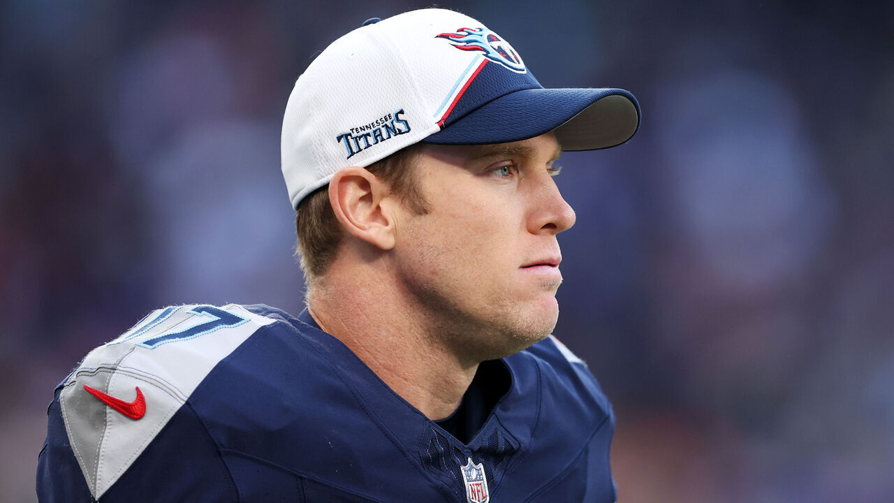 LONDON, ENGLAND - OCTOBER 15: Ryan Tannehill #17 of the Tennessee Titans looks on in the fourth quarter during the 2023 NFL London Games match between Baltimore Ravens and Tennessee Titans at Tottenham Hotspur Stadium on October 15, 2023 in London, England.