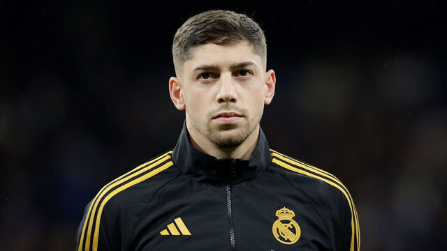 MADRID, SPAIN - NOVEMBER 8: Fede Valverde of Real Madrid during the UEFA Champions League match between Real Madrid v Sporting Braga at the Santiago Bernabeu Stadium on November 8, 2023 in Madrid Spain