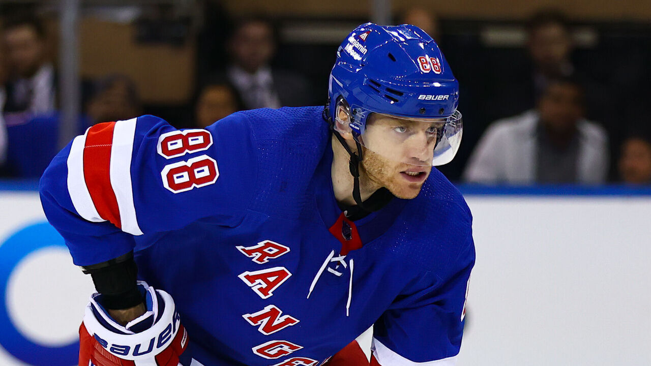 NEW YORK, NY - APRIL 24: New York Rangers Right Wing Patrick Kane (88) is pictured during the third period of Game 4 of the National Hockey League Eastern Conference First Round between the New Jersey Devils and the New York Rangers on April 24, 2023 at Madison Square Garden in New York, NY.