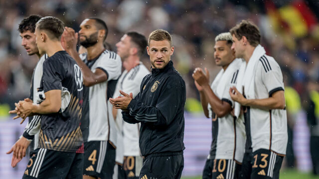 DORTMUND, GERMANY - SEPTEMBER 12: Joshua Kimmich of Germany reacts after the game during the international friendly match between Germany and France at Signal Iduna Park on September 12, 2023 in Dortmund, Germany.
