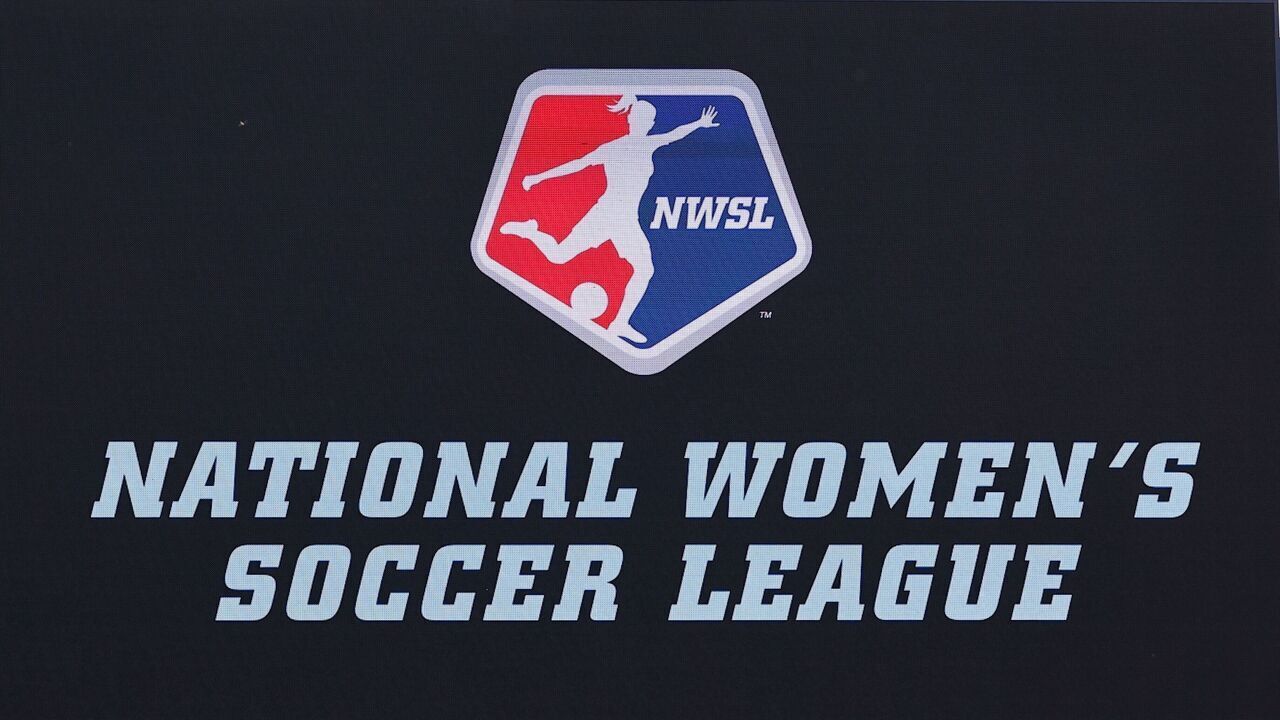 HARRISON, NJ - JUNE 19: A general view of the National Womens Soccer League logo on the scoreboard during the first half of the NWSL soccer game between NJ/NY Gotham FC and San Diego Wave FC on June 19, 2022 at Red Bull Arena in HArrison, NJ.