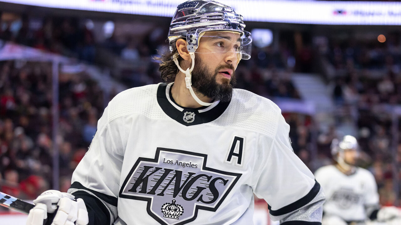 OTTAWA, ON - NOVEMBER 02: Los Angeles Kings Defenceman Drew Doughty (8) after a whistle during second period National Hockey League action between the Los Angeles Kings and Ottawa Senators on November 2, 2023, at Canadian Tire Centre in Ottawa, ON, Canada.